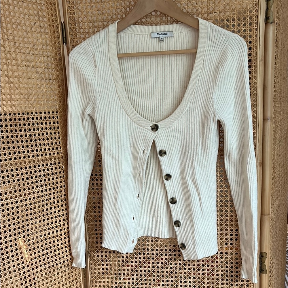 Madewell Cream Ribbed Cardigan